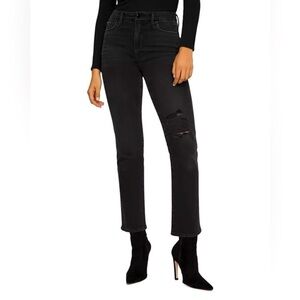 GOOD AMERICAN Good Classic Ripped Skinny Jeans Black206 24